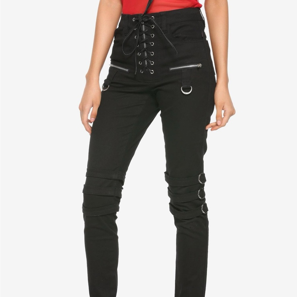 Royal Bones Black Lace-Up Skinny Pants
